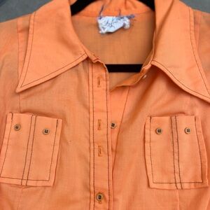 Vintage 1970’s Dagger Collar Button-Down Dress in Mild Orange 🍊